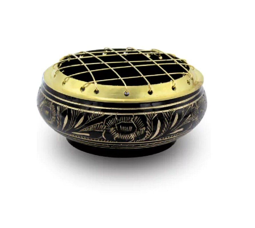 wierookbrander houtskool messing rose bowl