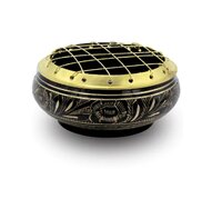 wierookbrander houtskool messing rose bowl