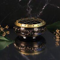 Wierookbrander houtskool messing rose bowl