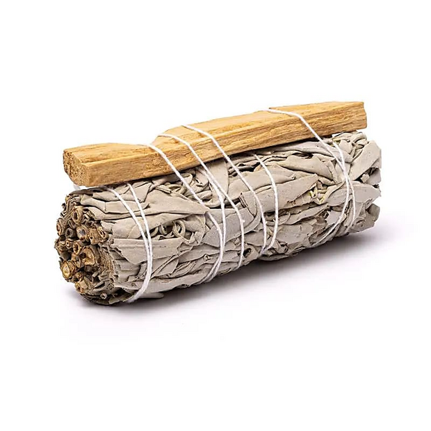 witte salie met palo santo smudge stick
