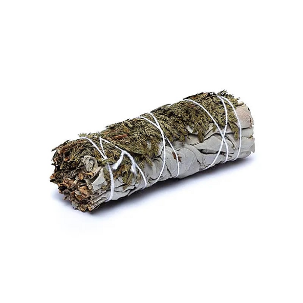 witte salie met cedar smudgestick