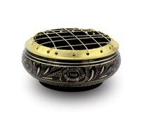 wierookbrander houtskool messing rose bowl