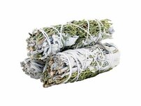 Witte Salie met jeneverbes smudge stick 10 cm Witte Salie met jeneverbes smudge stick 10 cm